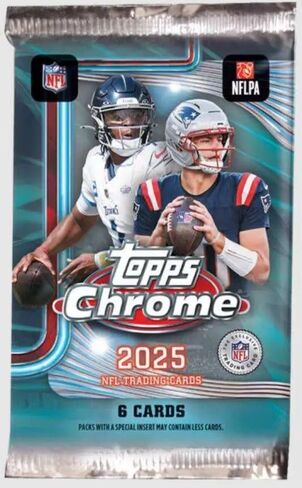 2025 Topps NFL Chrome Football Trading Card Mega Box Booster Pack - 6 بطاقات in Kuwait