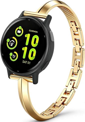 حزام معدني رفيع HSWAI متوافق مع Garmin Vivoactive 6 Watch Bands/Vivoactive 5/3/3 Music، سوار نحيف من الفولاذ المقاوم للصدأ مقاس 20 مم لـ Approach S50 S44 S42 S40/Venu Sq 2/Forerunner 165/55 in Kuwait
