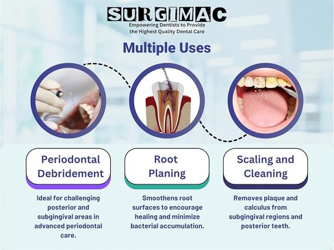 SurgiMac #13/14 كوريت جامعة كولومبيا، طرف مزدوج، أداة طب الأسنان من الفولاذ المقاوم للصدأ، سلسلة سداسية، 1/قطعة in Kuwait