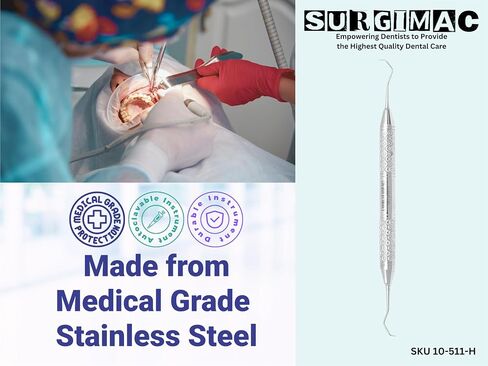 SurgiMac #13/14 كوريت جامعة كولومبيا، طرف مزدوج، أداة طب الأسنان من الفولاذ المقاوم للصدأ، سلسلة سداسية، 1/قطعة in Kuwait