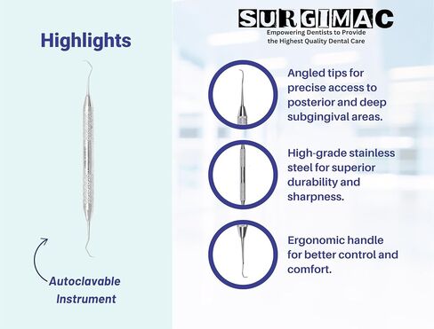 SurgiMac #13/14 كوريت جامعة كولومبيا، طرف مزدوج، أداة طب الأسنان من الفولاذ المقاوم للصدأ، سلسلة سداسية، 1/قطعة in Kuwait
