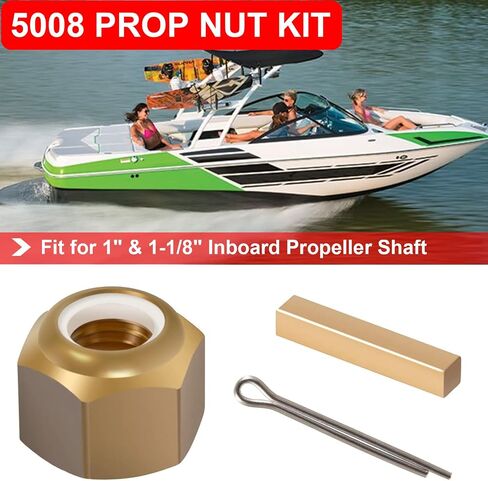 5008 Prop Nut Brass Boat Propeller Hardware Kit for 1" & 1-1/8" Inboard Propeller Shaft Nut Kit Fit for Inboard Ski, Surf and Wakeboard Boats in Kuwait