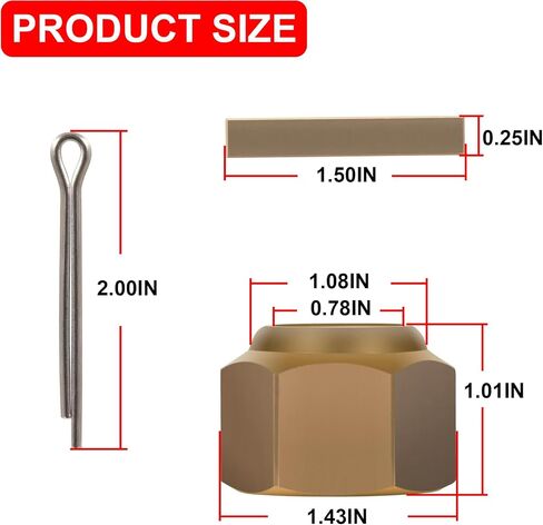 5008 Prop Nut Brass Boat Propeller Hardware Kit for 1" & 1-1/8" Inboard Propeller Shaft Nut Kit Fit for Inboard Ski, Surf and Wakeboard Boats in Kuwait