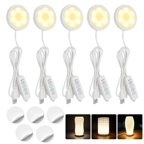 طقم مصابيح LED مكون من 5 قطع 001 متوافق مع BambLab A1/P1S/X1C، طقم إضاءة للطابعة ثلاثية الأبعاد USB 5 فولت مع ضوء عفريت دائري أبيض دافئ 3000K-6000K قابل للتعتيم | قطع غيار الأجهزة DIY لـ Makerwold in Kuwait