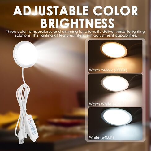 طقم مصابيح LED مكون من 5 قطع 001 متوافق مع BambLab A1/P1S/X1C، طقم إضاءة للطابعة ثلاثية الأبعاد USB 5 فولت مع ضوء عفريت دائري أبيض دافئ 3000K-6000K قابل للتعتيم | قطع غيار الأجهزة DIY لـ Makerwold in Kuwait