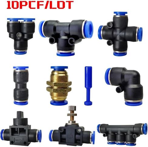 10PCS PY/PU/PV/PE/HVFF/SA/PK Pneumatic fitting pipe gas connectors direct thrust 4 to 12mm hose quick couplings(PU,Use 8mm hose) in Kuwait