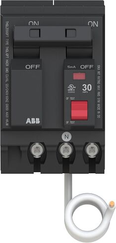 ABB Q-Line® THQL2130GFT قاطع دائرة الأعطال الأرضية • قاطع مزدوج القطب 30 أمبير • حماية GFCI • 120/240 فولت تيار متردد • تصنيف مقاطعة 10 kAIC • قاطع ضفيرة قابل للتوصيل لمراكز التحميل in Kuwait