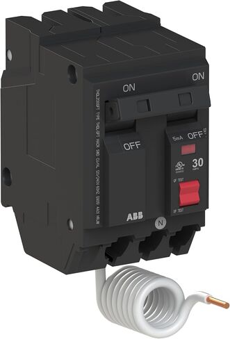 ABB Q-Line® THQL2130GFT قاطع دائرة الأعطال الأرضية • قاطع مزدوج القطب 30 أمبير • حماية GFCI • 120/240 فولت تيار متردد • تصنيف مقاطعة 10 kAIC • قاطع ضفيرة قابل للتوصيل لمراكز التحميل in Kuwait