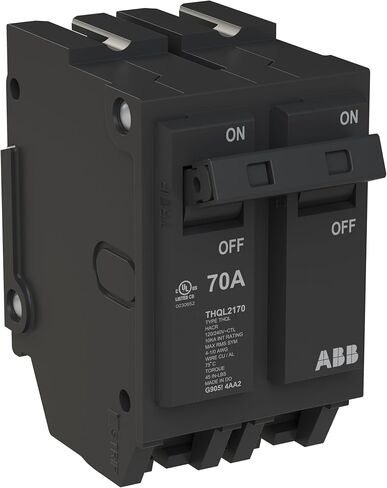قاطع الدائرة ABB Q-Line® THQL2170P • قاطع مزدوج القطب 70 أمبير • 120/240 فولت تيار متردد • تصنيف مقاطعة 10 kAIC • قاطع توصيل مغناطيسي حراري لمراكز التحميل in Kuwait