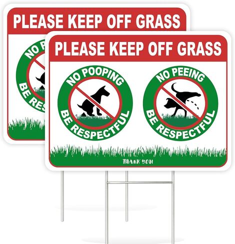 2PC No Poop or Pee Dog Sign with Metal Stakes, 12.6 x 9.4 Inches - Corrugated Plastic Double Sided - Keep Dogs Off Lawn - Curb Your Dogs Grass Lawn Yard Repellent in Kuwait