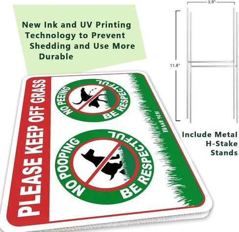 2PC No Poop or Pee Dog Sign with Metal Stakes, 12.6 x 9.4 Inches - Corrugated Plastic Double Sided - Keep Dogs Off Lawn - Curb Your Dogs Grass Lawn Yard Repellent in Kuwait