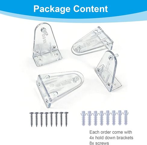 4 Pack 2 Inch Blinds Hold Down Brackets Clear Blind Bottom Rail Clips | Plastic Invisible Door Blinds Bottom Rail Holder for Horizontal Blinds Shades Windows Doors with Screws in Kuwait