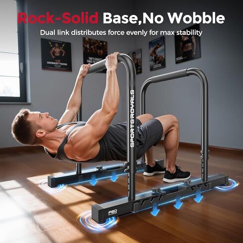SPORTSROYALS DP2 Dip Station, 600LBS Heavy Duty Dip Bar, Height & Width Adjustable Dip Bar Station, Parallel Bars with Dual-Sided Connectors, Calisthenics Equipment for Full Body Strength Training in Saudi Arabia
