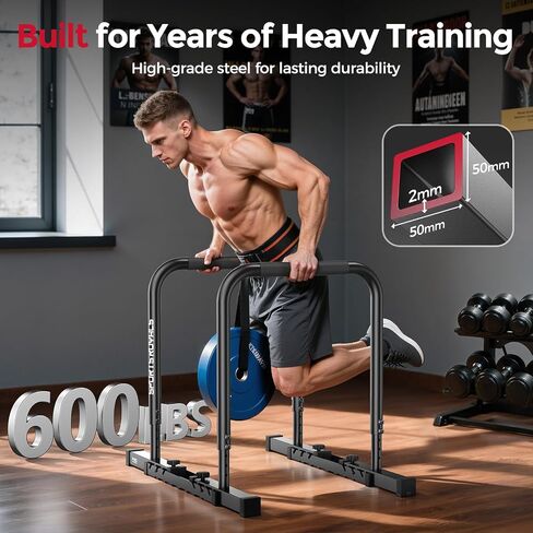 SPORTSROYALS DP2 Dip Station, 600LBS Heavy Duty Dip Bar, Height & Width Adjustable Dip Bar Station, Parallel Bars with Dual-Sided Connectors, Calisthenics Equipment for Full Body Strength Training in Saudi Arabia