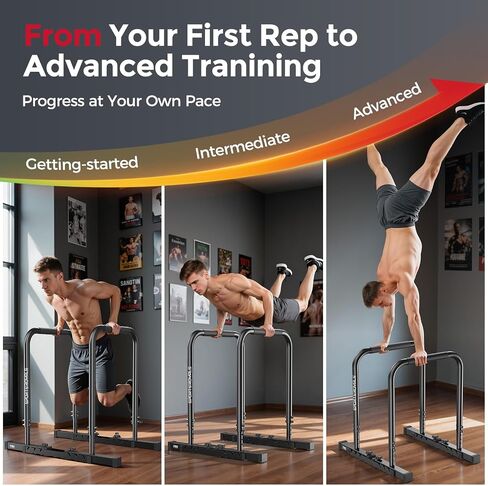 SPORTSROYALS DP2 Dip Station, 600LBS Heavy Duty Dip Bar, Height & Width Adjustable Dip Bar Station, Parallel Bars with Dual-Sided Connectors, Calisthenics Equipment for Full Body Strength Training in Saudi Arabia