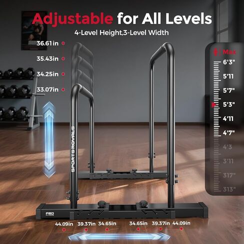 SPORTSROYALS DP2 Dip Station, 600LBS Heavy Duty Dip Bar, Height & Width Adjustable Dip Bar Station, Parallel Bars with Dual-Sided Connectors, Calisthenics Equipment for Full Body Strength Training in Saudi Arabia