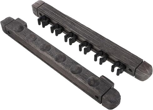 VICASKY Wall-mount Pool Cue Rack Wooden Billiard Cue Holder Silver Gray 6-cue Stick Storage for Game Room Billiards Accessories in Kuwait