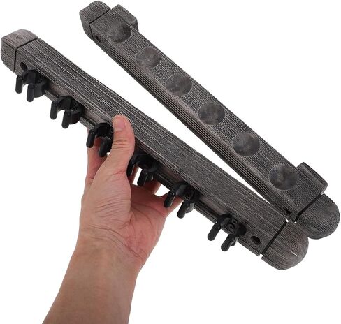 VICASKY Wall-mount Pool Cue Rack Wooden Billiard Cue Holder Silver Gray 6-cue Stick Storage for Game Room Billiards Accessories in Kuwait