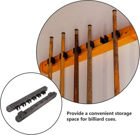 VICASKY Wall-mount Pool Cue Rack Wooden Billiard Cue Holder Silver Gray 6-cue Stick Storage for Game Room Billiards Accessories in Kuwait