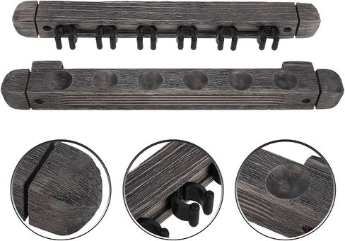 VICASKY Wall-mount Pool Cue Rack Wooden Billiard Cue Holder Silver Gray 6-cue Stick Storage for Game Room Billiards Accessories in Kuwait