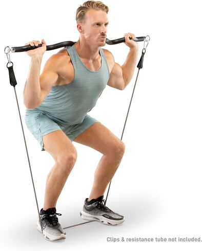 Marcy Deluxe Exercise Curl Bar Attachment for Cable Machines and Resistance Training, Ergonomic Alloy Steel Bar for Lat Pulldowns, Bicep Curls, Tricep Pressdowns and Home Gym Workouts in Kuwait