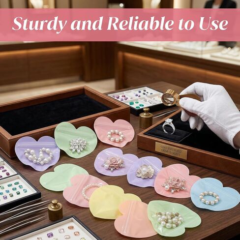 300 Pcs 3.9 x 3.9 Inch Heart Shaped Jewelry Bags Jewelry Packaging for Small Business Zip with Top Lock Baggies Cute Packaging Supplies for Valentine’s Day Necklace Earring Bracelets Sample for Smal in Kuwait