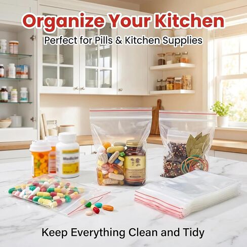 100Pcs Resealable Clear Plastic Storage Pouches - Thick Grip Seal Zip Bags for Small Parts Organization, 4"L x 3"W in Kuwait