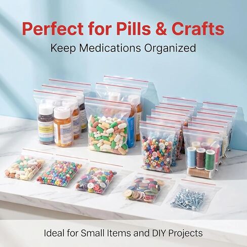 100Pcs Resealable Clear Plastic Storage Pouches - Thick Grip Seal Zip Bags for Small Parts Organization, 4"L x 3"W in Kuwait