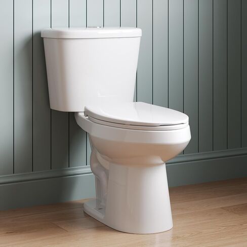2-Piece Dual Flush Toilet 0.8/1.28 GPF Elongated ADA Seat Height Toilet White MAP 1000g Flush Includes Quiet-Close Seat in Kuwait