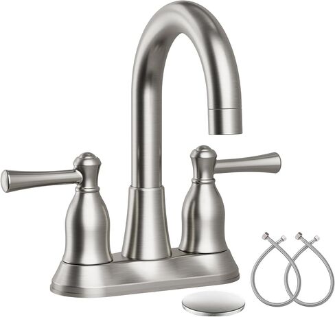 VXV Bathroom Sink Faucet 4 Inch 2 Handle Vintage Antique Lavatory Vanity Mixer Tap 360 Rotating with Pop-up Drain and Water Hoses Matte Black in Kuwait