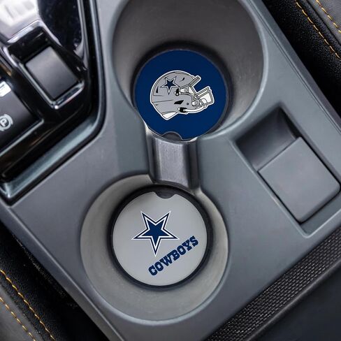 NFL Dallas Cowboys Car Coaster Sets, 4pcs (2-Pack of 2), Absorbent Ceramic Stone Cup Holder Inserts, Removable Drink Mats for Cars, SUVs, and Trucks, Football Auto Accessories in Kuwait