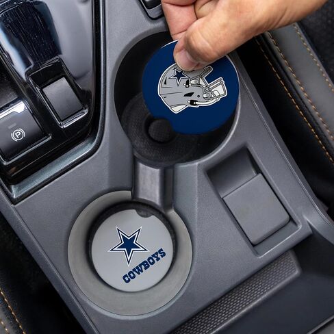 NFL Dallas Cowboys Car Coaster Sets, 4pcs (2-Pack of 2), Absorbent Ceramic Stone Cup Holder Inserts, Removable Drink Mats for Cars, SUVs, and Trucks, Football Auto Accessories in Kuwait