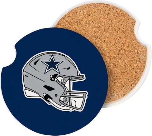 NFL Dallas Cowboys Car Coaster Sets, 4pcs (2-Pack of 2), Absorbent Ceramic Stone Cup Holder Inserts, Removable Drink Mats for Cars, SUVs, and Trucks, Football Auto Accessories in Kuwait
