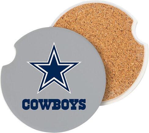 NFL Dallas Cowboys Car Coaster Sets, 4pcs (2-Pack of 2), Absorbent Ceramic Stone Cup Holder Inserts, Removable Drink Mats for Cars, SUVs, and Trucks, Football Auto Accessories in Kuwait