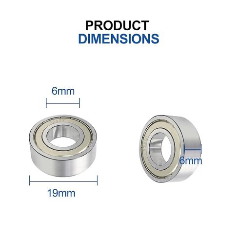 10Pcs 626ZZ 6x19x6mm Carbon Steel Miniature Deep Groove Ball Bearings- Bearing Steel and Double Rubber in Kuwait