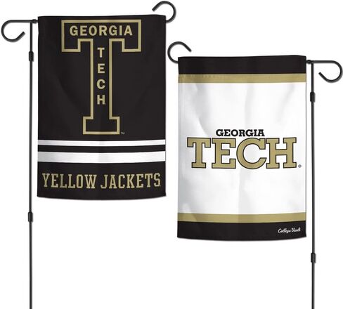 علم حديقة Georgia Tech Yellow Jackets مقاس 12.5 × 18 بوصة لافتة ساحة الكلية مزدوجة الجوانب مطبوعة في الولايات المتحدة الأمريكية ومرخصة من Wincraft (Vault) in Kuwait