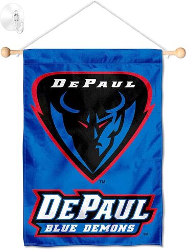 لافتة حائط على شكل نافذة DePaul Blue Demons علم معلق مع كوب شفط in Kuwait