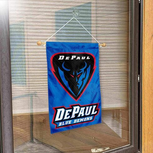لافتة حائط على شكل نافذة DePaul Blue Demons علم معلق مع كوب شفط in Kuwait