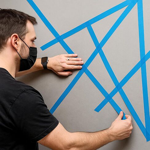 10 لفات من شريط الرسامين الأزرق مقاس 1.42 بوصة × 55 ياردة شريط لاصق أزرق عريض، شريط واشي لطلاء الجدران وزخرفة نوافذ السيارات والحرف اليدوية متعددة الأسطح in Kuwait
