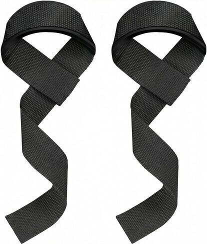 2-Pack Lifting Straps Weightlifting Wrist Wraps with Padded Neoprene for Deadlift Powerlifting Bodybuilding Gym Workout Strength Training Fitness Resistance Bands Slip-Resistant Black in Kuwait