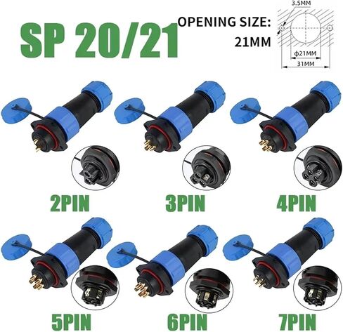 5 مجموعات من موصل الأسلاك المسمار SP16 SP17 SP20 SP21 SL21 المكونات الصناعية 2P 3P 4P (Sp20 Sp21 شفة، 5 مجموعات-4P) in Kuwait