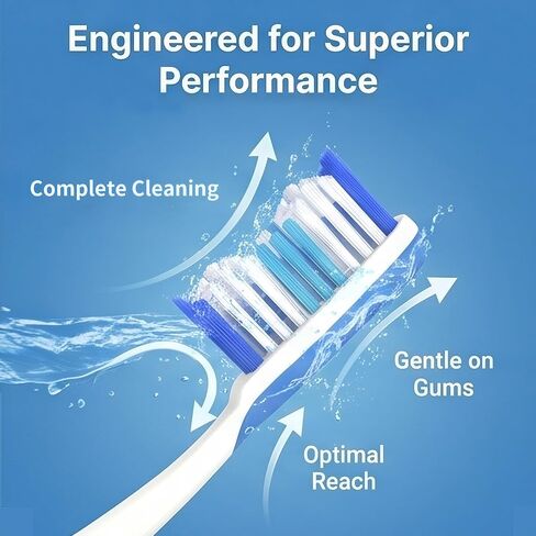 Hard Bristle Toothbrush for Adults, Manual with Wavy Bristles & Tongue Cleaner, Effective Teeth Cleaning & Breath Care – 6 Pack in Kuwait