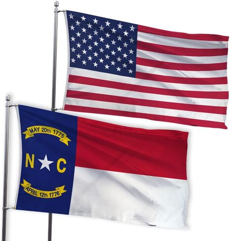 USA and North Carolina 3x5ft Flag Bundle Set - Printed USA flag & Printed North Carolina State Flag - Strong Durable Polyester American Flag Set in Kuwait