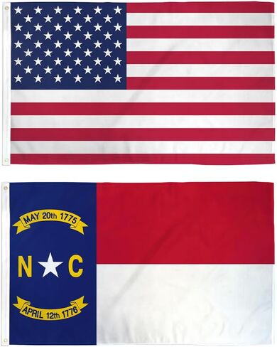 USA and North Carolina 3x5ft Flag Bundle Set - Printed USA flag & Printed North Carolina State Flag - Strong Durable Polyester American Flag Set in Kuwait