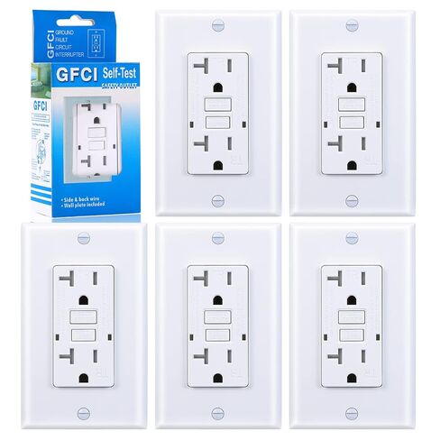 منفذ 3GRACE GFCI، وعاء GFI مقاوم للتلاعب مع مؤشر LED، قاطع دائرة خطأ أرضي للاختبار الذاتي، لوحات حائط ومسامير مزخرفة، مدرج في قائمة UL، أبيض (أبيض، 20 أمبير 1 حزمة) in Kuwait