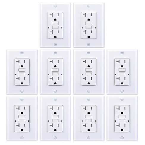 منفذ 3GRACE GFCI، وعاء GFI مقاوم للتلاعب مع مؤشر LED، قاطع دائرة خطأ أرضي للاختبار الذاتي، لوحات حائط ومسامير مزخرفة، مدرج في قائمة UL، أبيض (أبيض، 20 أمبير 1 حزمة) in Kuwait