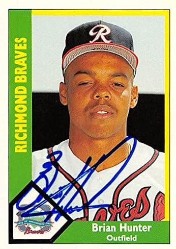 Brian Hunter autographed Baseball Card (Richmond Braves) 1990 CMC Minor League #295 in Kuwait