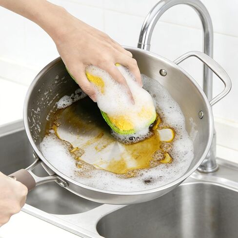 Dish Sponges Kitchen, 12 Pack Multi-Purpose Microfiber Scrub Sponge - Dual-Sided Heavy Duty Non-Scratch Scrubber, Reusable Cleaning Sponge for Dishes, Pots, Pans, Stovetop & Sink in Saudi Arabia