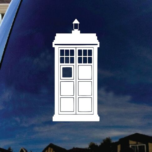 Doctor Police Box Car Window Vinyl Decal Sticker 4" Tall (White) in Kuwait