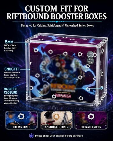 حافظة عرض أكريليك متوافقة مع صندوق تعزيز Riftbound TCG، تناسب Origins، Spiritforged & Unleashed، حافظة عرض مغناطيسية من الأكريليك الشفاف مقاس 5 مم، واقي صندوق TCG مقاوم للغبار والأشعة فوق البنفسجية in Kuwait